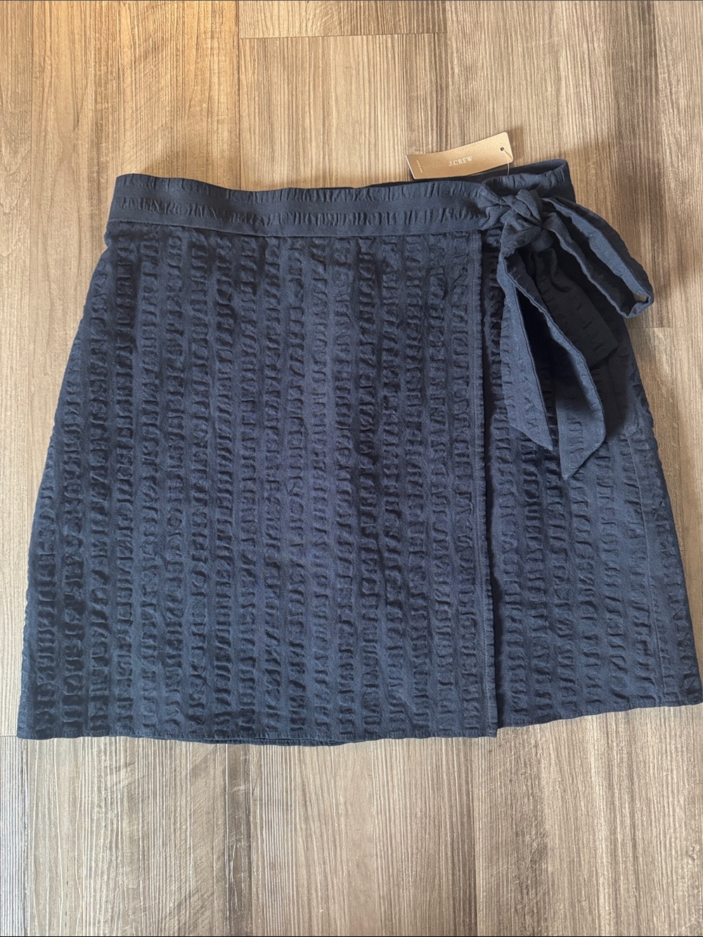 NEW J.Crew textured wrap mini skirt navy blue 6 work wear business casual NWT
